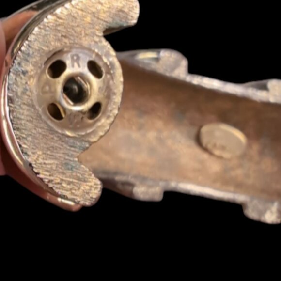 Vintage Cadoro Multitone Gold Tone & Silver Tone Hinged Bracelet Circa 1950s Sna - Picture 4 of 5